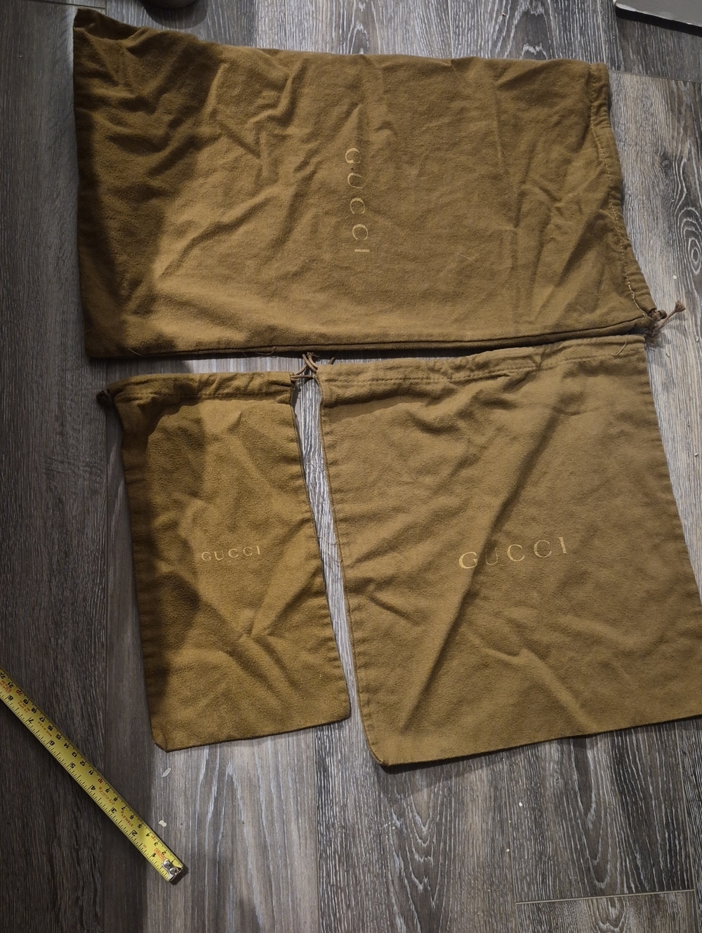 Gucci Brown Drawstring Dust Bag Trio